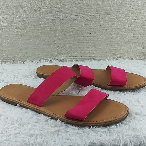 Rohb By Joyce Azria Casablanca Pink Fabric  Two Strap Open Toe Slide Sandal Shoe - Picture 3 of 12